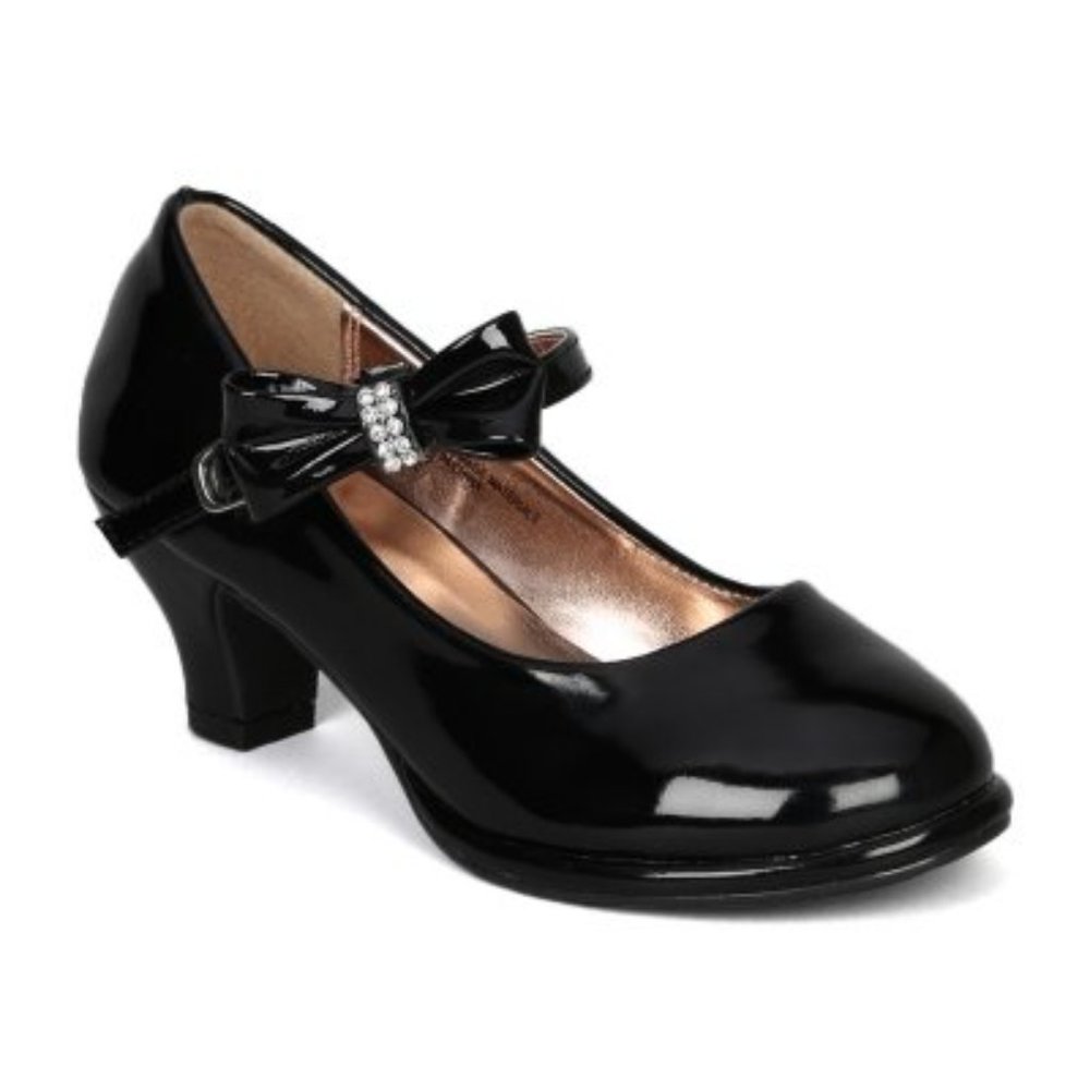 Toddler/Little Girl/Big Girl Patent Bow Mary Jane Pump - Black